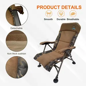 CARPZILLA Recliner Folding Camping Fishing Chair 4CM Cushion 150KG Capacity Camo