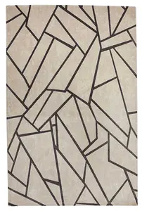 Light Grey Geometric ChequereModern Easy to Clean Modern Dining Room Bedroom and Living Room Rug-160cm X 230cm