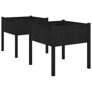 Berkfield Garden Planters 2 pcs Black 70x70x70 cm Solid Pinewood