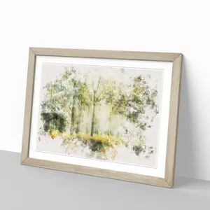 View Of The Forest In The Spring - Single Picture Frame Print on MDF Oak / 35cm H x 50cm W x 2cm D