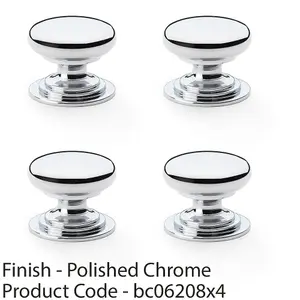 4 PACK - Stepped Round Door Knob Polished Chrome 25mm Classic Kitchen Cabinet Pull Handle