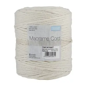 Trim: Macramé Cord: Cotton: 175m x 4mm: 1kg: Natural