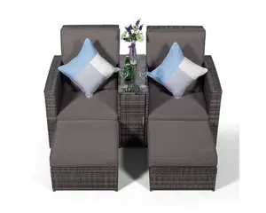 Giardino Nevada Double Reclining Rattan Sun Loungers Set - Grey