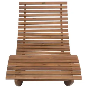 Sun Lounger with Cushion Wood Red BRESCIA