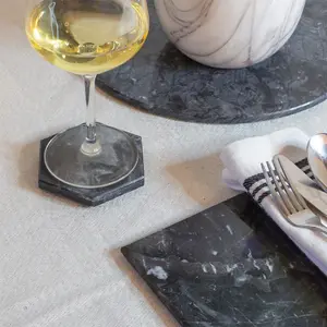 Argon Tableware Round Marble Placemats - 30cm - Black - Pack of 6