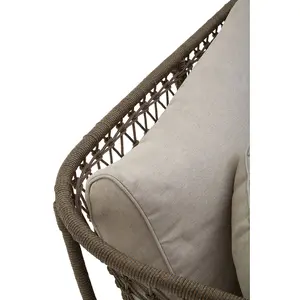 Interiors by Premier Rattan Chaise Lounge, Wooden Airy Chaise Lounge for Living Room, Bedroom, Lounger with Grey Cushioning