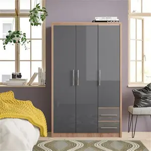 Louisa 3 Door Wardrobe Zipcode Design Finish: Grey