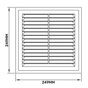 SQUARE air vent with no screws visible cover plate and fly screen,flat back (250mm high x 250mm wide)