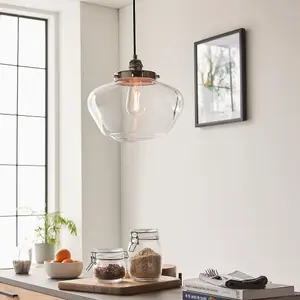 Luminosa Finale Pendant Ceiling Light Bright Nickel Plate & Clear Glass