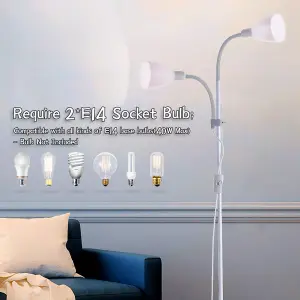 180 cm Light Grey Metal E14 Base 2 Heads Floor Light Floor Lamp with Individual Switch For Bedroom Living Room