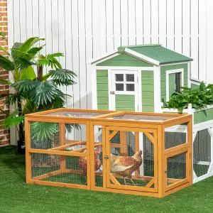 PawHut Wooden Chicken Coop w/ Perches, Doors, for 2-4 Chickens