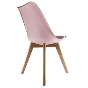 Soho Blush Pink Plastic Dining Chair with Squared Light Wood Legs