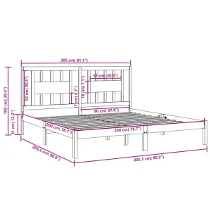 Berkfield Bed Frame Honey Brown Solid Wood Pine 200x200 cm