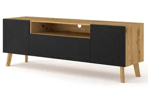 Modern Luxi TV Cabinet in Black W1600mm x H560mm x D420mm