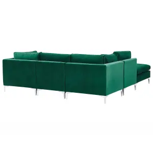 Corner Sofa with Ottoman EVJA Green Velvet Right Hand