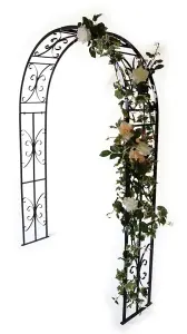 Buckingham Arch (Inc Ground Spikes), Garden Archway - Solid Steel - L30.4 x W137.2 x H218.4 cm - Black