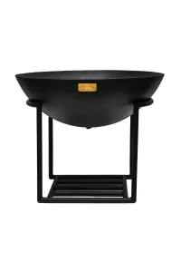 Outdoor Cast Iron Fire Pit on Stand in Black Iron H45Cm W56Cm