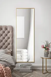 MirrorOutlet Artus - Gold Aluminium Edged Wall Mirror 47" X 16" (120CM X 40CM)