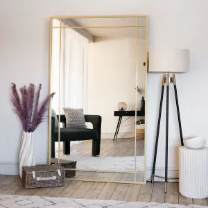 Jobu home - Aimi - Full Length Gold Metal Rectangle Window Mirror - 200cm x 120cm