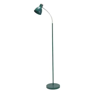 ValueLights Woody Teal Metal Dome Shade Wooden Base Freestanding Floor Lamp with LED Bulb