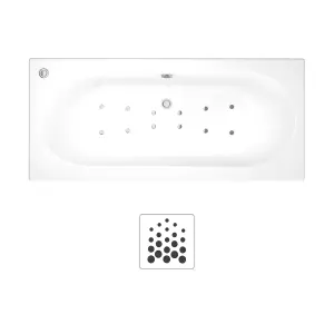 Cooke & Lewis Helena White Oval Curved Bath, panel & air spa set with 12 jets (L)1700mm