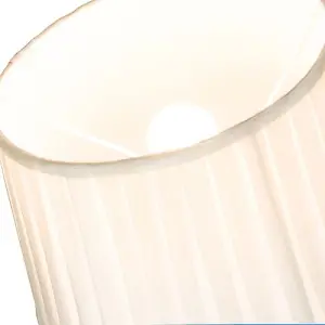 Traditional Classic Cream Faux Silk Pleated Inner Lined Lamp Shade - 12