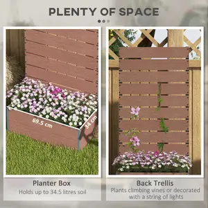 Outsunny Raised Garden Bed with Trellis and Drainage Hole, Planter Box, Brown