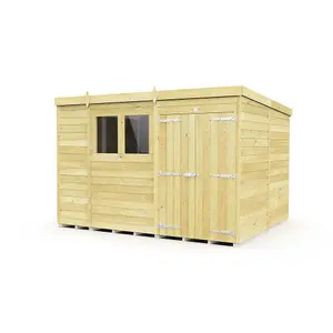 DIY Sheds 11x8 Pent Shed - Double Door With Windows