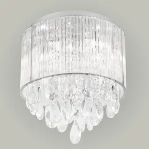 First Choice Lighting Set of 2 Harbour Crystal Flush Ceiling Lights