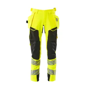 Mascot Accelerate Safe Trousers with Holster Pockets - Hi-Vis Yellow/Black   (30.5) (Leg Length - Long)