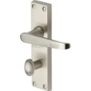 Heritage Door Handle for Bathroom Victoria Design (Set of 2) Satin Nickel