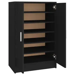 Berkfield Shoe Cabinet Black 60x35x92 cm Engineered Wood