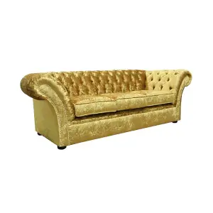 Chesterfield 3 Seater Sofa Settee Shimmer Gold Velvet Fabric In Balmoral Style