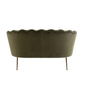 2 Seater Loveseat Small Sofa in Sage Green Velvet Fabric