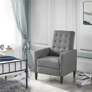 Yaheetech Grey Fabric Recliner Sofa with Adjustable Back