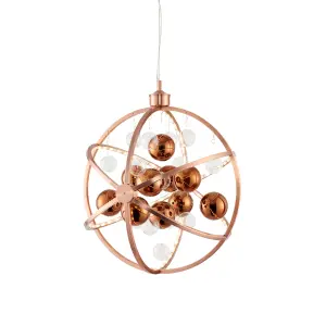 Anson Lighting Nyos 1lt    Copper plate with clear and copper glass Pendant Single