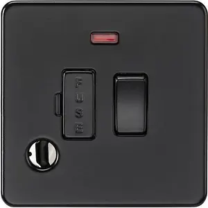 Knightsbridge Screwless Switched Fused Spur Neon Flex Outlet 13A Matt Black - SF6300FMBB