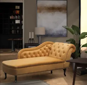 Left Hand Chaise Lounge in Velvet Gold