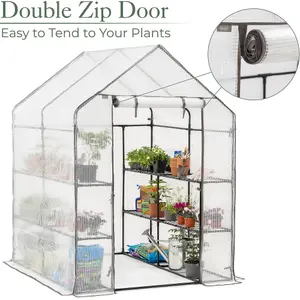 Walk In Greenhouse 8 Shelf 6ft Garden Grow House Reinforced Cover