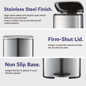 Kitchen Rubbish Bin 5 Litre Soft Close Stainless Steel Waste Bin