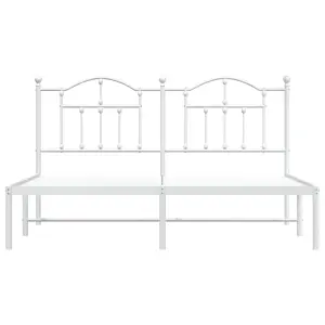 Berkfield Metal Bed Frame with Headboard White 183x213 cm