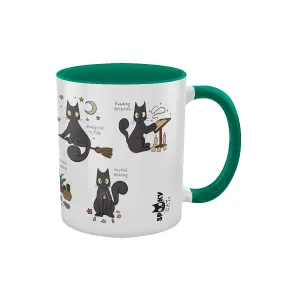 Spooky Cat A Guide To Witchcraft Inner Two Tone Mug White/Green/Grey (One Size)