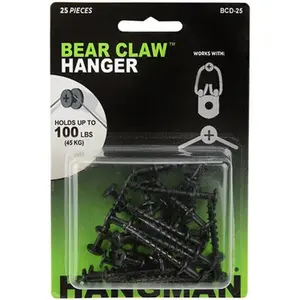 Hangman Black Bear Claw Picture Hanging Screws (25 Pack) BCD-25