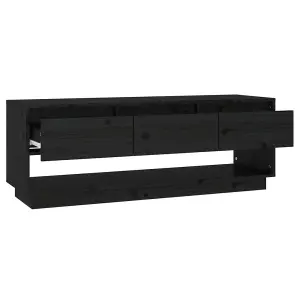 Berkfield TV Cabinet Black 110.5x34x40 cm Solid Wood Pine