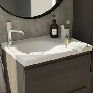 GoodHome Kentia Matt White Rectangular Vanity Basin (W)60.6cm