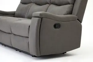 Collins Sofa Suite 3 Seater Manual Recliner Grey PU Faux Leather