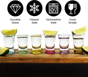 6 Pack 25ml Coloured Shot Glasses - Heavy Base for Tequila, Vodka, Espresso, Desserts - for Home, Party, Bar