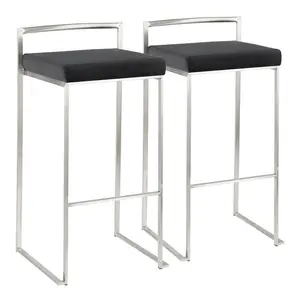 Daggett 68.5cm Bar Stool (Set of 2) Stainless Steel / Black / Bar Stool (30.75" Seat Height)