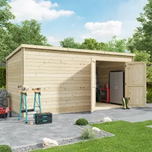 BillyOh Pro Pent Log Cabin Wooden Shed - W4.5m x D2.5m (15 x 8ft) - 19mm Thickness