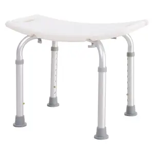 HOMCOM Aluminium Shower Stool w/ Adjustable Height Non-Slip Bath Stool White